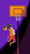 © master1305 - Dynamic image of african man, basketball player in a jump, throwing ball into basket. Contemporary art collage. Concept of professional sport, creativity, healthy, active lifestyle. Banner, flyer, ad