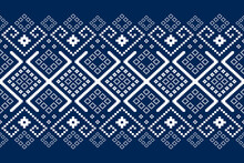 Indigo Navy Blue Geometric Traditional Ethnic Pattern Ikat Seamless Pattern Border Abstract Design For Fabric Print Cloth Dress Carpet Curtains And Sarong Aztec African Indian Indonesian