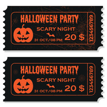 
Set Of Vintage, Grunge Paper Invitations, Halloween Party Tickets.Vector
