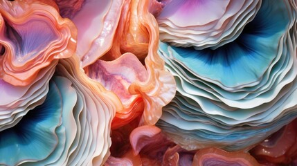 Wall Mural - Giant clam texture macro. Beautiful sea shell textured close-up..