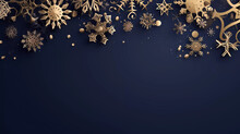 Luxury Christmas Theme Dark Blue Background With Golden Decorations.Christmas Graphic Resource.winter Season Web Banner.vector Illustration.