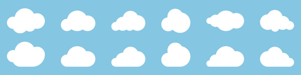 Wall Mural - White Clouds. Cloud collection. Vector Clouds in modern design. Cloud vector icon. Vector illustration