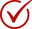Brown Red checkmark verification icon in a circular border
