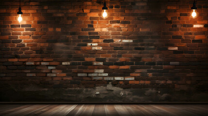 brick wall with vintage lamp light background