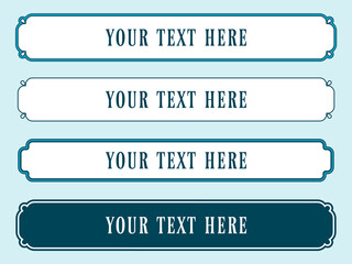 Wall Mural - Long vector doorplates border frames. A set of blue rectangular plaques in classic style and different shapes. Can be used for laser cutting, vintage web banners, store signs, signboards or headers