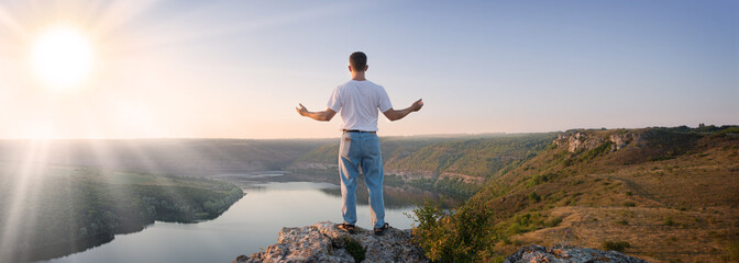 Man prey God on the hill