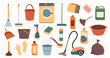 © Myurenn - Set tools for cleaning supplies isolated on white background. Vector illustration of housework items