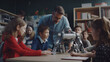 © Paveena yodlee - Elementary school coding: Teacher demonstrates mechanical robot programming to young students for students to learn and can invent robots in the future Generative AI