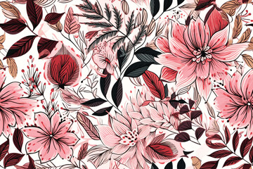 vector floral seamless pattern with colorful exotic flowers.