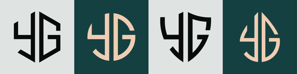 Creative simple Initial Letters YG Logo Designs Bundle.