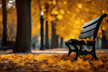 Park Bench Under Autumn Leaves