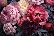 Beautiful Flowers, Peonies. Bouquet Of Pink Peony Background. . High Quality Photo