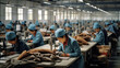 © ReneLa/Peopleimages - AI - Blurred warehouse factory, illegal labour exploitation in sweatshop manufacturing concept
