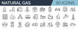© SkyLine - Set of 30 outline icons related to natural gas. Linear icon collection. Editable stroke. Vector illustration