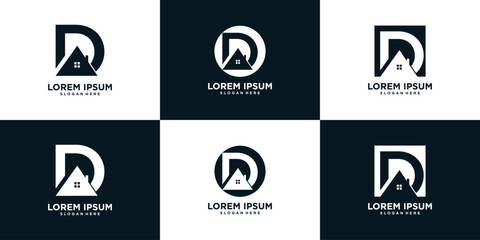 Wall Mural - Initial letter d logo design collection template with house icon and creative concept Premium Vector