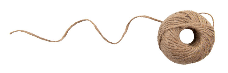 a ball of scourge rope on a white background. thread isolate