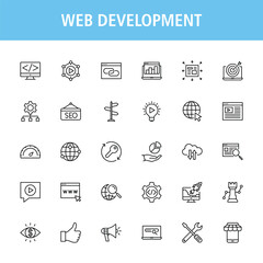 Web development line icon set