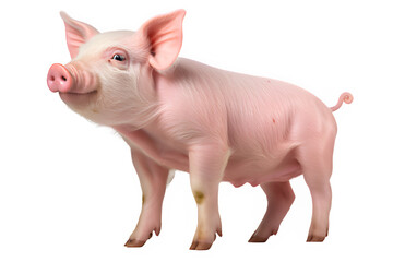 Wall Mural - pink pig isolated on transparent background ,side view cute pig png ,generative ai