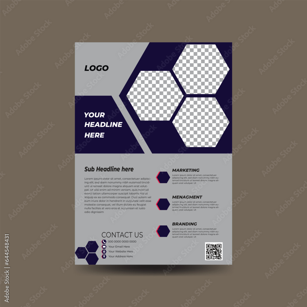 Ruby Flyer Modern corporate flyer template design set with navy blue, ruby and ...