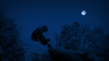 Historical Scene Of Man Ringing Bell In The Moonlight