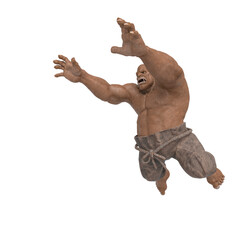 Wall Mural - ogre beasty in a jump attack pose side view