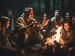 © Nathan Hutchcraft - A Photo of a Senior Man Narrating Travel Tales to Intrigued Youngsters Around a Campfire