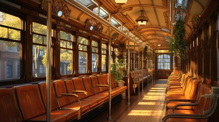 Poster - a train with seats and windows