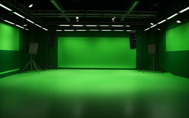 Wall Mural - Green Screen Empty Studio Background