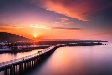 Wall Mural - sunrise over the river