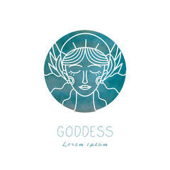 goddess outline watercolor background logo 