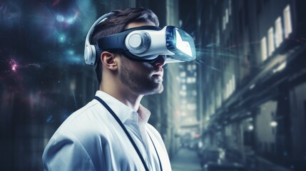 Medical Science, Virtual Reality And A Man With A Headset For Innovation, Future