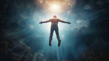 human soul levitating in astral space