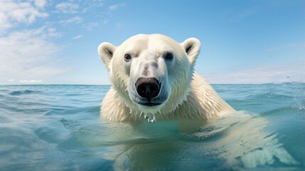Wall Mural - a breathtaking shot of a polar bear his natural habitat, showcasing his majestic beauty and strength