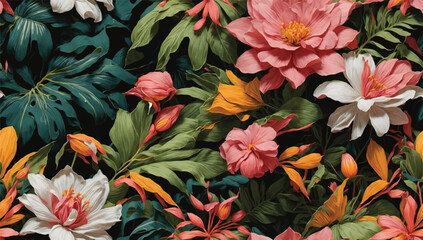 Modern exotic floral jungle pattern