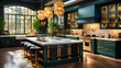 Art deco accents punctuating a modern kitchen space,