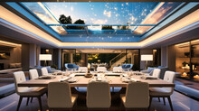 Automated Skylights Illuminating A Central Dining Table,