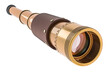 Brass Hand Held Telescope. Pirate Spyglass. 3D rendering isolated on transparent background