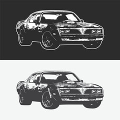 Silhouette vintage car vector, old car vector graphic.