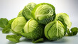 fresh green cabbage on grey background