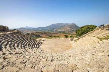 Wall Mural - Greek Theatre of Segesta. The archaeological site at Sicily, Italy, Europe.