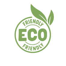 Eco Friendly Badge. Healthy Natural Product Label Logo Design With Plant Leaves.