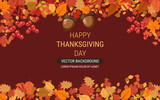 Fototapeta  - Happy Thanksgiving Day cartoon style vector illustration. Design for banner, flyer, invitation card, coupon, voucher
