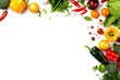 Colorful fresh vegetables on white background. Wholesome organic food concept