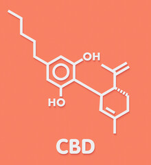 Sticker - Cannabidiol (CBD) cannabis molecule. Has antipsychotic effects.