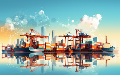 Wall Mural - Global business logistics import export background