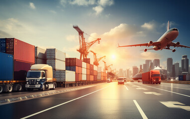 Wall Mural - Global business logistics import export background