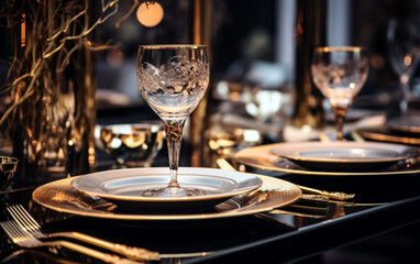 Luxury tableware beautiful table setting in restaurant