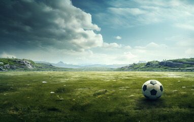 Soccer field with ball 