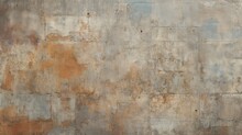 Old Brown Gray Rusty Vintage Worn Shabby Patchwork Motif Wall Texture.
