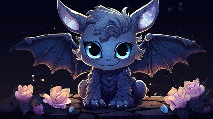 Wall Mural - adorable friendly cartoon gargoyle